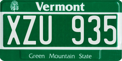 VT license plate XZU935
