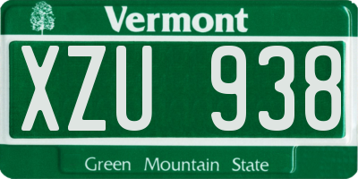 VT license plate XZU938