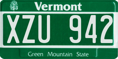 VT license plate XZU942