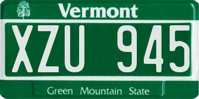 VT license plate XZU945