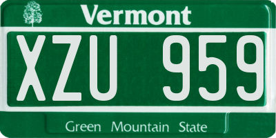 VT license plate XZU959