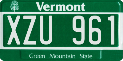 VT license plate XZU961