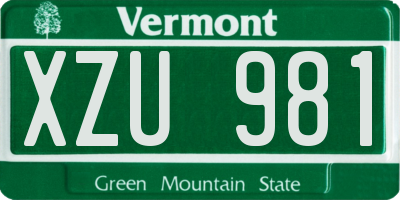 VT license plate XZU981