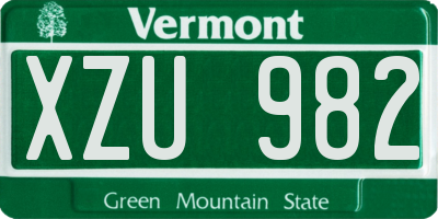 VT license plate XZU982