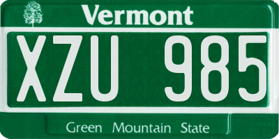 VT license plate XZU985