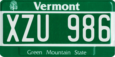 VT license plate XZU986