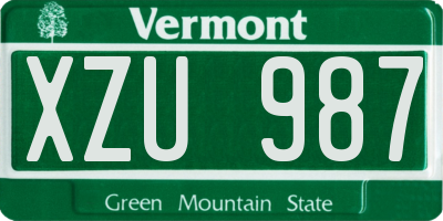 VT license plate XZU987