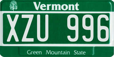 VT license plate XZU996