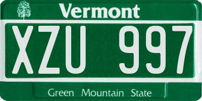 VT license plate XZU997