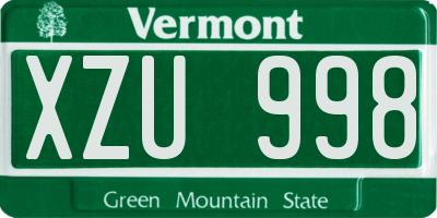 VT license plate XZU998
