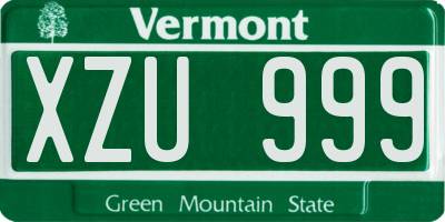 VT license plate XZU999