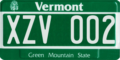 VT license plate XZV002