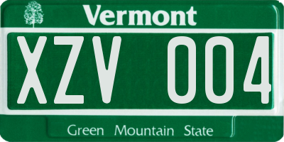 VT license plate XZV004