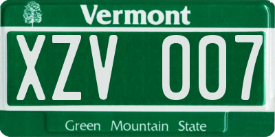 VT license plate XZV007