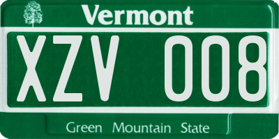 VT license plate XZV008