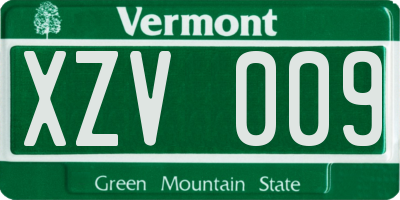 VT license plate XZV009