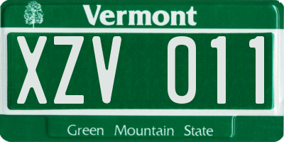 VT license plate XZV011