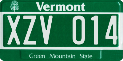 VT license plate XZV014