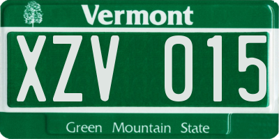 VT license plate XZV015