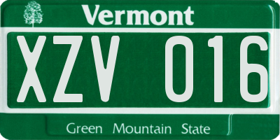VT license plate XZV016
