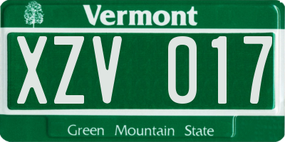 VT license plate XZV017