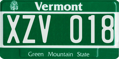 VT license plate XZV018