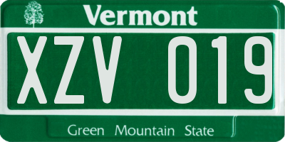 VT license plate XZV019