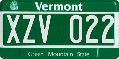 VT license plate XZV022