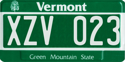 VT license plate XZV023