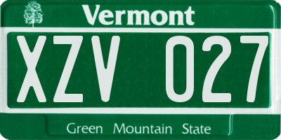 VT license plate XZV027
