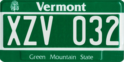 VT license plate XZV032