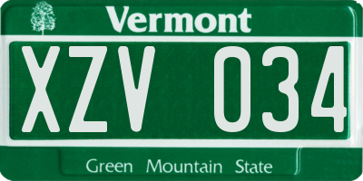 VT license plate XZV034