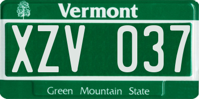 VT license plate XZV037