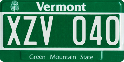 VT license plate XZV040