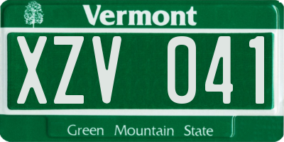VT license plate XZV041