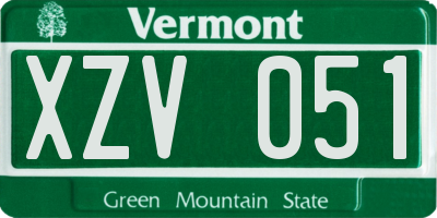 VT license plate XZV051