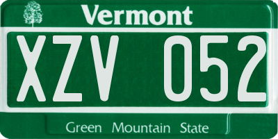 VT license plate XZV052