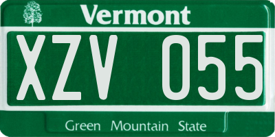 VT license plate XZV055