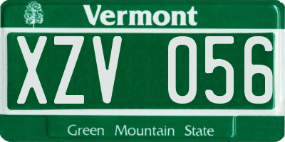 VT license plate XZV056