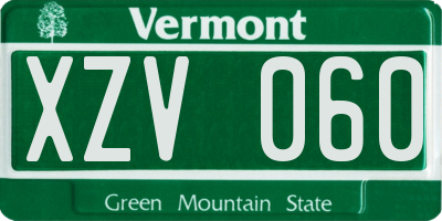 VT license plate XZV060