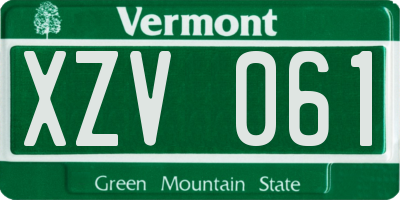 VT license plate XZV061