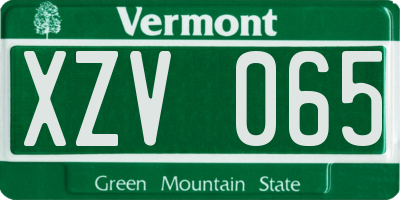 VT license plate XZV065