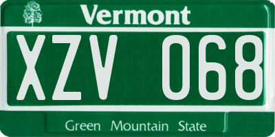 VT license plate XZV068