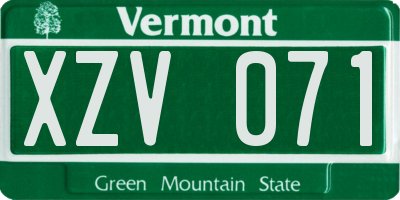 VT license plate XZV071