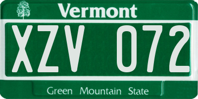 VT license plate XZV072
