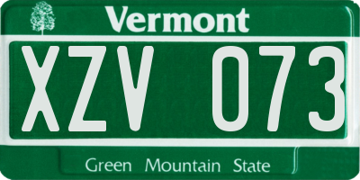 VT license plate XZV073