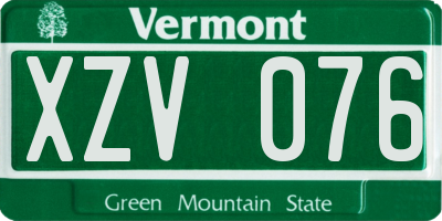 VT license plate XZV076