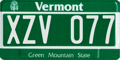 VT license plate XZV077