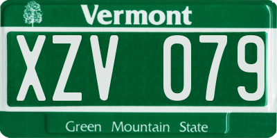 VT license plate XZV079