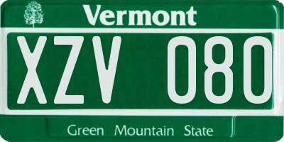 VT license plate XZV080
